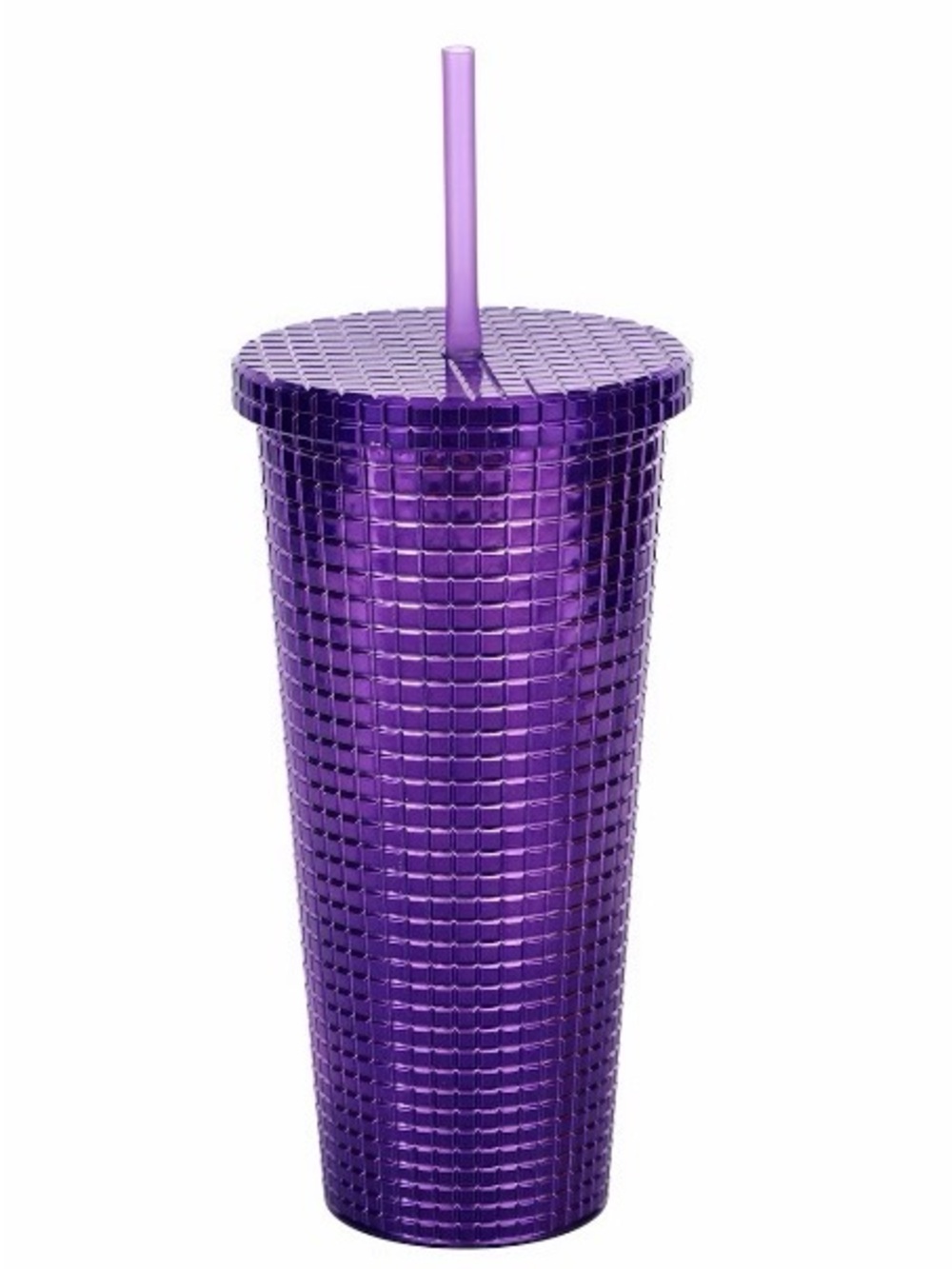 037 Textured Purple Party Tumbler with Straw - Purple NWT 20oz